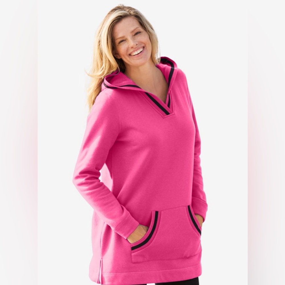 Woman Within Vibrant Pink Hoodie
